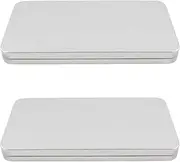 [Vagocom] 2Pcs Empty Metal Container with Lid,Portable 6.7x3.5x0.6inch / 17x9x1.5cm Metal Storage Box for Storing Jewelry, Crafts, Sewing Supplies and Other Small Items