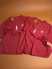 NEW (2) Carhartt Pink Fuchsia Red K87 Loose Fit Heavy Weight Pocket Shirt XL NWT