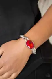 Paparazzi Luxury Lush - Red Gem - Adjustable Bracelet