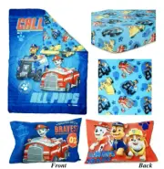 Paw Patrol 4 Piece Toddler Cot Bed Comforter Quilt Sheet Set Boys Blue