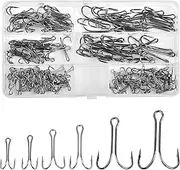 Double Fishing Hook Set Saltwater Fishing High Carbon Steel Double Frog Hook with Open Shank Dual Fly Tying Fishing Hooks Fishing Accessories Box,140pcs