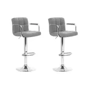 Adjustable 2X Artiss Bar Stools Grey Swivel
