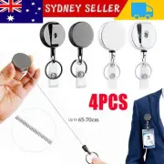 4PCS Heavy Duty Metal Chain Retractable Pull Key Ring Belt Clip ID Card Holder A