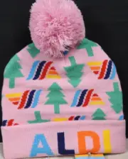 Aldi Gear Christmas Knit Pom Hat Beanie Pink NEW