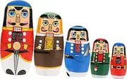 KICHOUSE 1Set Nutcracker Nesting Dolls Matryoshka Early Educational Home Decor Craft Unique Design for Collectors