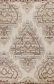 Ivory/ Brown Geometric Moroccan Oriental 5'x8' Area Rug Plush Wool Hand-knotted