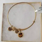 Alex & Ani November Topaz Gold Birthstone Charm Bracelet