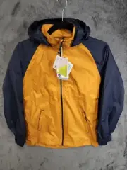 Mountain Warehouse Waterproof Kids 11-12 Yrs Tan Blue Zip Up Hooded Windbreaker