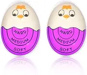 2Pcs Egg Timer, Color Changing Egg Timer for Boiling Eggs - Egg Boiler Timer for Soft,Medium & Hard Eggs,Cute Egg Timer for Kitchen, Easy-to-Read, Safe BPA-Free, Purple