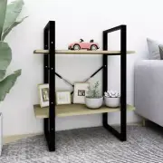 Sonoma Oak Engineered Wood 2-Tier Book Cabinet 60x30x70 cm Storage Shelf