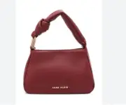 ANNE KLEIN knot top handle women's chain link shoulder bag - RED