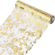Table Runner, Sparkling Polyester Tulle Ribbon Roll with Gold Foil,Birthday3327