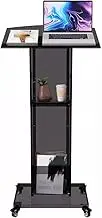 TT-YED Multifunctional Transparent Acrylic Podium with Shelf and Removable Casters, Professional Display Podium, Portable Reception Desk, 60×45CM Reading Surface, Easy to Assemble,D