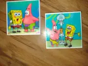 2 Wooden Framed SpongeBob SquarePants Pictures 5"x5"