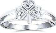 [Bling Jewelry] Delicate Saint Patrick's Good Luck Celtic Irish Lucky Shamrock Clover Ring For Women Teens Oxidized .925 Sterling Silver