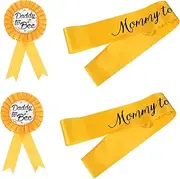 MAGICLULU 4pcs Bee Badge Party Sashes Satin Ribbon Daddy Breastpin Fun Sash for Birthday Celebrations