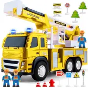 Toy Rescue Fire Truck 1:12 Scale | Big Utility Bucket w/Lights Sounds+ 3 City...