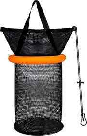 TENOL Floating Fishing Net Fish Basket Folding Large Portable Multiuse Quick Dry Storage Cage Bait Bucket for Crayfish Live Caught
