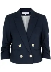 Veronica Beard Xenia Cropped Woven Blazer - Navy - 4 (UK8 / S) 4 (UK8 / S)