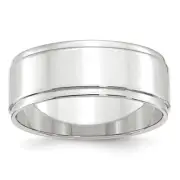 10K White Gold 8mm Flat with Step Edge Band Ring
