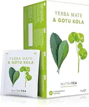 Nutra Tea - Yerba Mate & Gotu Kola - Yerba Mate Tea, Coffee Alternative, Fitness Tea - Caffeine Alternative Without the Jitters - 40 Individually Wrapped Bags - Herbal Infusion (2 Pack)