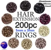 Hair Extension Rings Micro Beads Silicone Lined 200 5x3mm Hairstyle Links Tubes