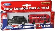 D.A.Y. Republic Official TFL Licensed 3" New London Bus and Classic Taxi Metal Die Cast Free Wheeling Action Toy Models (London Taxi and Bus)