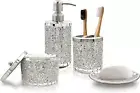 Bathroom Accessories Set, 4-Piece Decorative Glass Bathroom Accessories Set