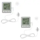2 PCS Digital Fridge Thermometer with Extra Sensor - Hygrometer max and min R...