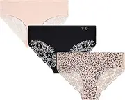 [Jessica Simpson] Women's Underwear - Seamless Hipster Briefs (3 Pack), Size X-Large, Pearl/Black/Blush