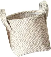 Cabilock Elegant Handwoven Storage Basket Linen Toy Storage Bin Versatile Desk Organizer Safe for Boys and Girls Small Size Spinning
