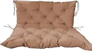 Waterproof Outdoor Bench Cushion with Backrest, 2 or 3 Seater Recliner Replacement Pad for Garden Furniture, Patio Swing Cushion with Strap, Indoor/Outdoor Bench Seat Pad Khaki 100x100x10cm