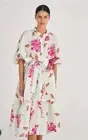Oroton Dress 100% Silk Dupion Hoya Print Size 16 BNWT Floral Pink Fit 16-18