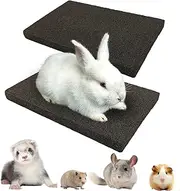 BNOSDM Rabbit Grinding Claw Pads 2 Pack Bunny Scratch Foot Natural Hamster Lava Stone for Teeth Black Guinea Pig Scratching Board Chew Toy Ferret Chinchilla Mouse 9.4 x 5.9 x 0.9 inches