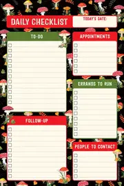 Peter Pauper Press Note Pad Mushrooms Daily Checklist 343604