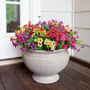 Artificial Flowers for Outdoor Indoor Garden Home Decoration, Faux Flower Daisy with Eucalyptus Leaves Fake Plants Greenery Boxwood Porch Patio, 12 Bundles (Mix Pink Red Purple Yellow)