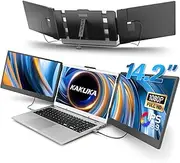 kakuka Laptop Screen Extender, 14.2” FHD 1080P IPS Portable Monitor for 13.3”-17” Laptop, HDMI/USB-A/Type-C Laptop Monitor Extender with Kickstand, Plug and Play for Mac/Wins/Android/Switch