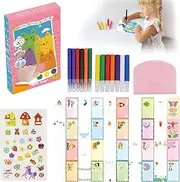 Adult Scratch Pictures, 35 Pieces/Set (20 Scratch Pictures for Children, 1 Sticker, 7 x Colours, 6 x Watercolour Pens, 1 x Scratching Board), Rainbow Scratch Art for Children (Under 14 Years)