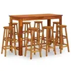 9pcs Outdoor Bar Set Garden Patio Dining Table Stools Chairs Timber Furniture