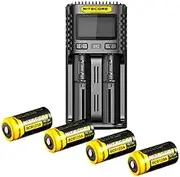 Nitecore UM2NL166 Charger Batteries Combo, Includes UM2 Charger and 2X NL166 RCR123A Batteries