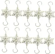 DRESSOOS 10pcs Christmas Snowflake Hook Stockings Hangers for Mantle Small Stocking Hooks Fireplace Stocking Hook Stocking Holder Hooks Stocking Holders for Mantle Snowflake Ornament Hooks