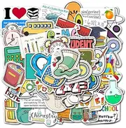 GofuSQ Store School Stickers for Teacher Students, Cute Science Study Waterproof Vinyl Stickers for Computer Water Bottles Notebook Phone Laptop, 50 PCS
