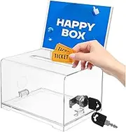 HORIALENCE Acrylic Clear Raffle Box with Lock Secure Donation Ballot Box for Fundraising Voting and Events Card Storage Box with Keys Stylish and Practical Design