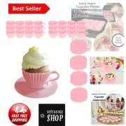 48-Piece Teacup Silicone Cupcake Liners Set - Adorable Baking Cups & Saucers