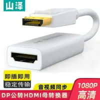 在飛比找樂天市場購物網優惠-山澤DP轉HDMI轉接線1080P高清displayport