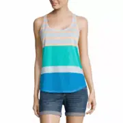 Arizona Women's Juniors Racerback Tank Top White Peach Stripe Size X-SMALL New
