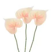 3Pcs 13" Artificial Anthurium Lily Flowers Floral Bouquet Decor, Light Orange