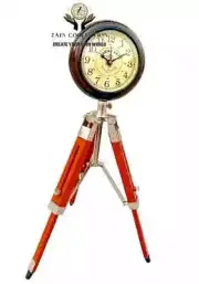 ZAIN 18" Maritime Antique Wooden Clock W/Tripod Stand Table Desk Home Decoration