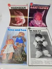 Lot of 4 Vintage Zim's Doll Making Sewing Patterns Clowns, Lion, Crescent Moon