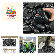 20 Pounds Black River Rocks for Garden, 2-3 inch Polished Black Pebbles for P...